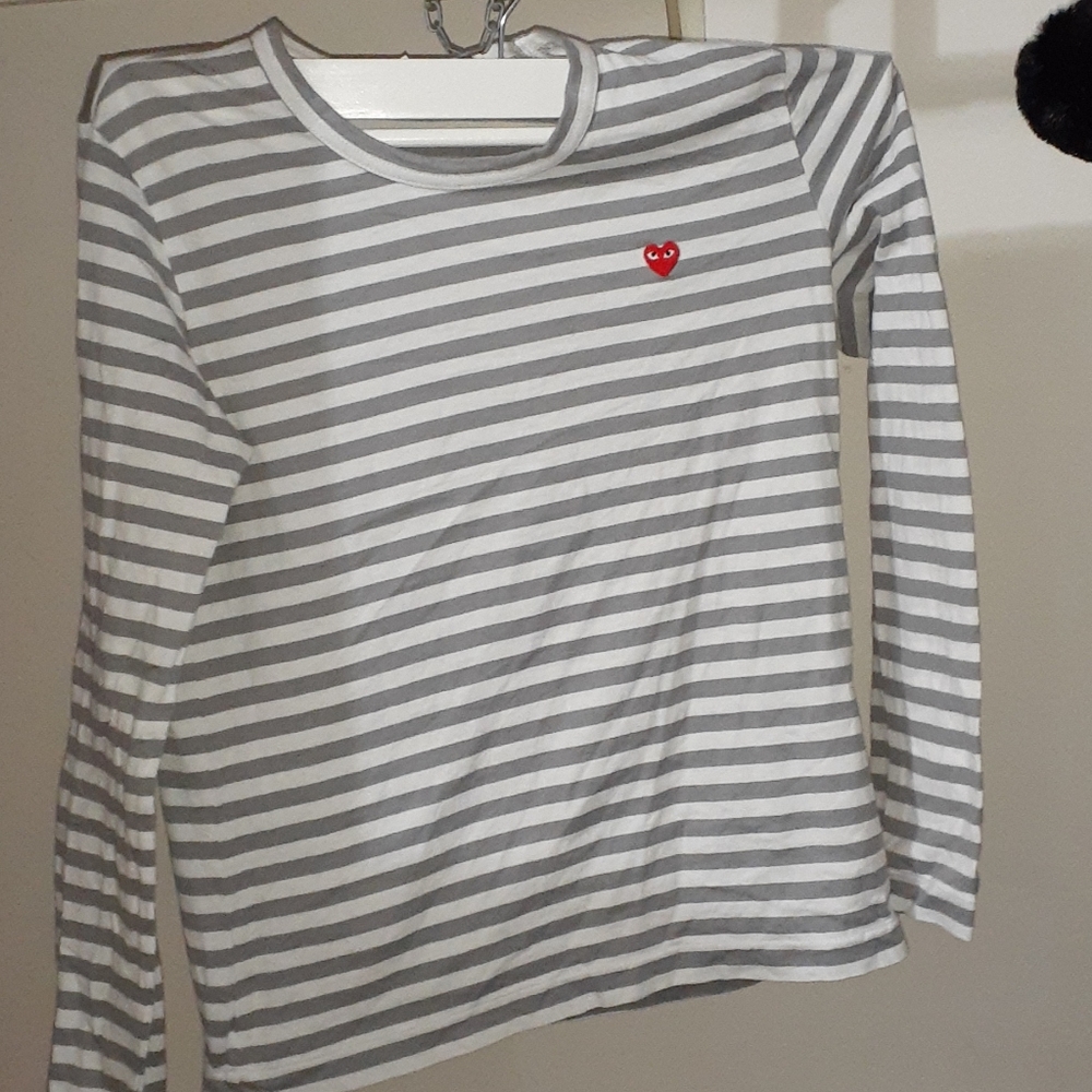 White and grey striped shirt